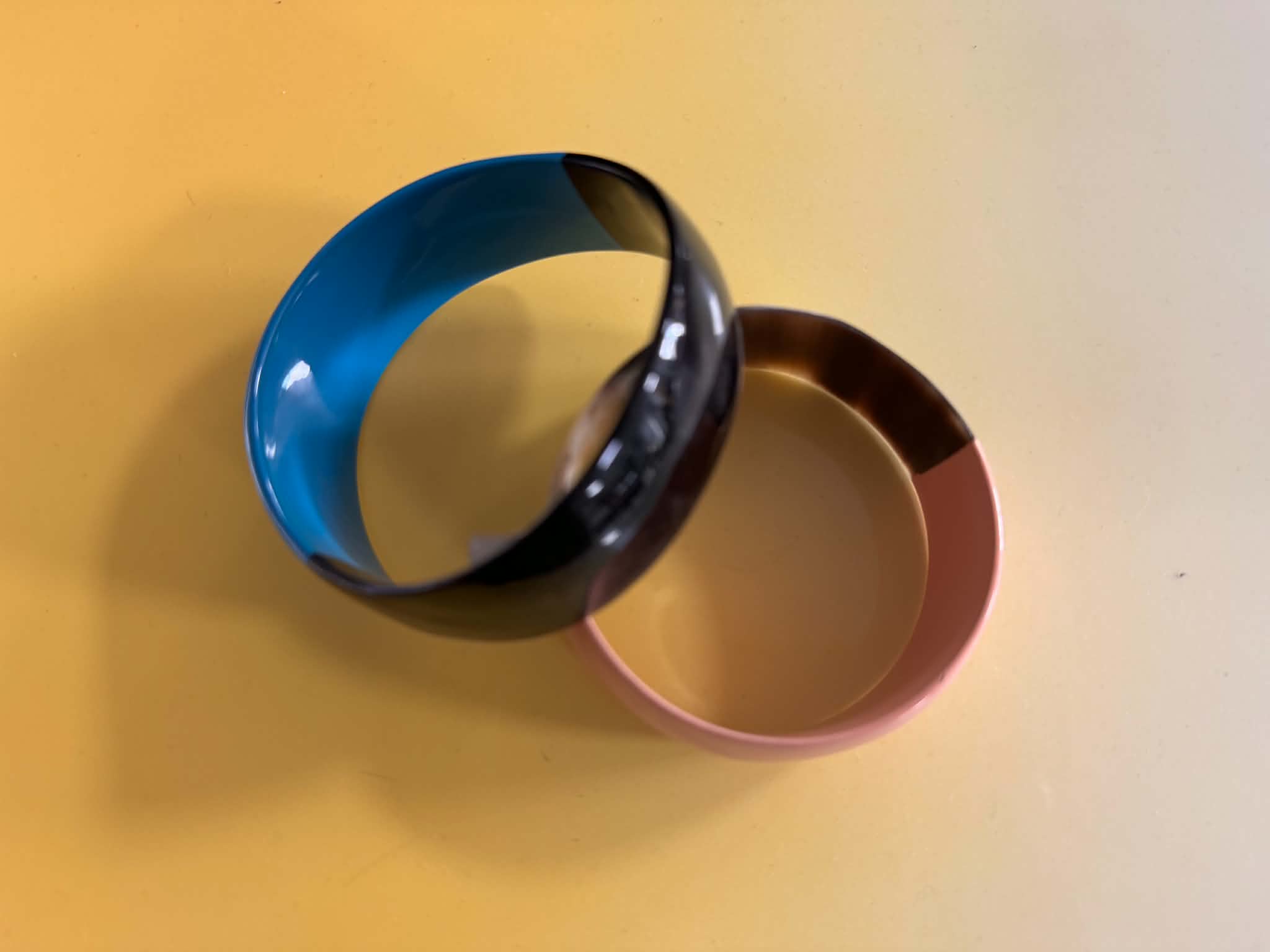 Blue, black and pink resin bangles